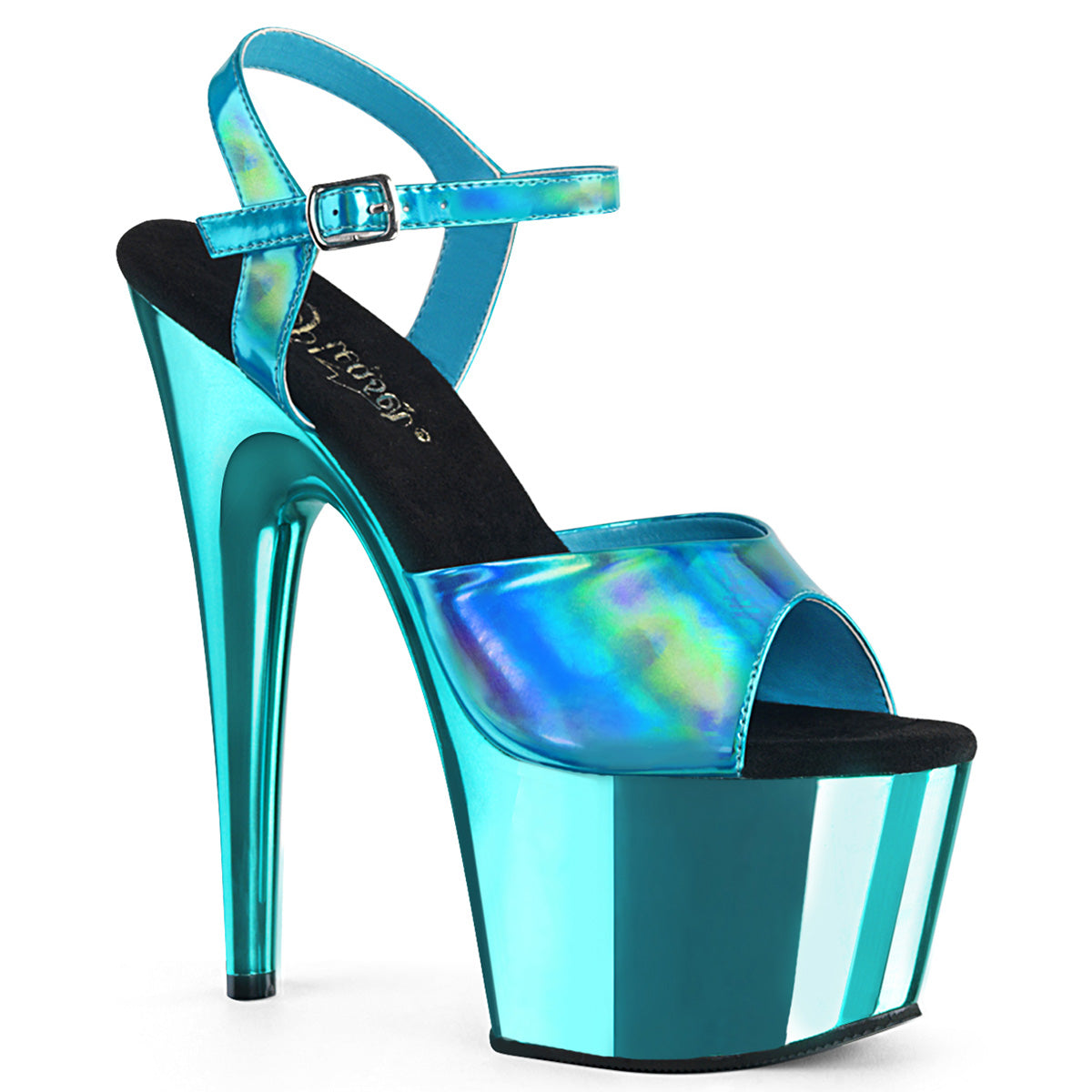 ADORE-709HGCH 7" Heel Turquoise Hologram Pole Dancer Sandals-Pleaser- Sexy Shoes