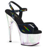 ADORE-709HT Pleaser 7"  Black Exotic Dancing Holo Tinted Platform Heels