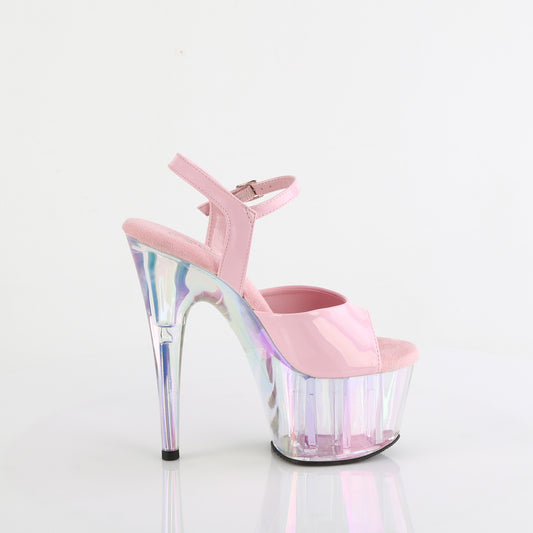 ADORE-709HT Pleaser 7 Inch Baby Pink Pole Dancing Holo Tinted Platform Heels