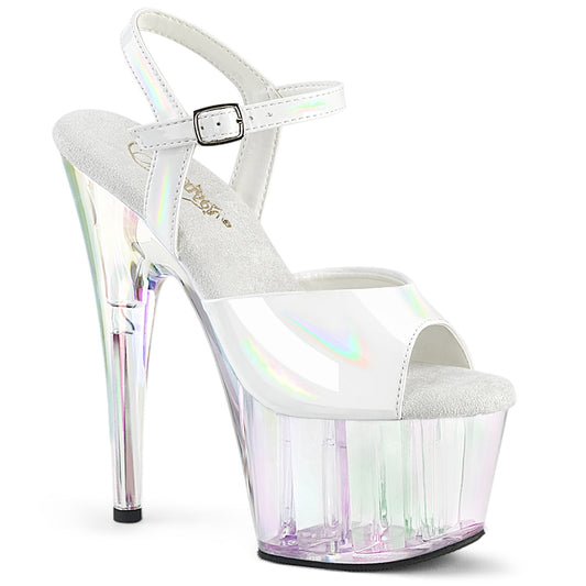 ADORE-709HT Pleaser White Exotic Dancing Holo Tinted Platform 7 Inch Heels