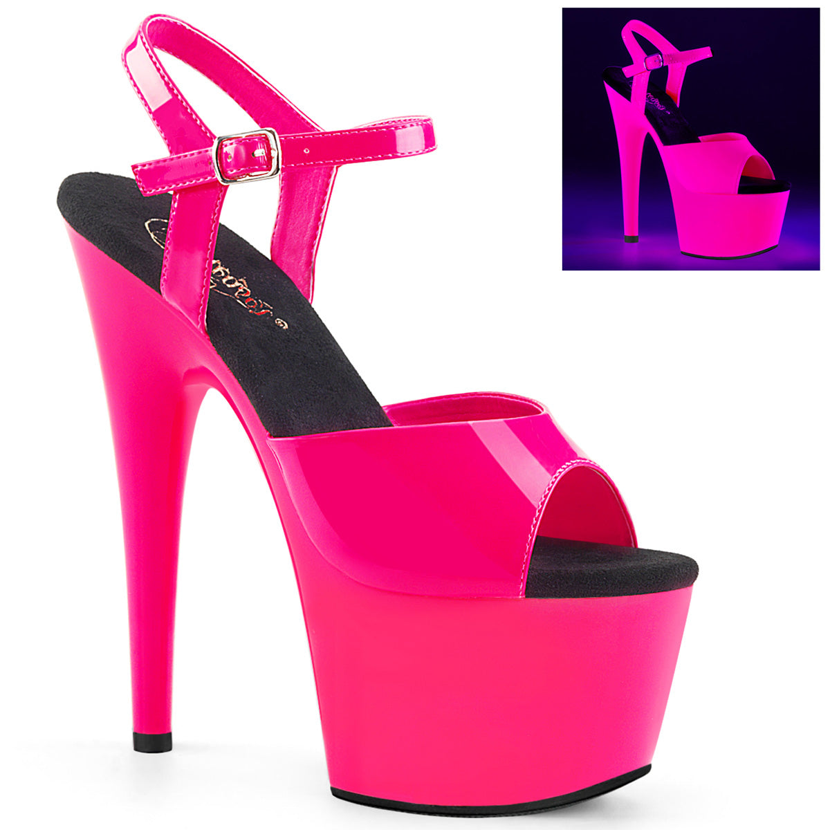 ADORE-709UV 7 Inch Heel Neon Hot Pink Pole Dancing Platforms-Pleaser- Sexy Shoes
