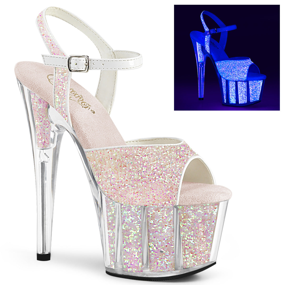 ADORE-710UVG 7 Inch Heel Neon Opal Glitter Pole Dancing Shoe-Pleaser- Sexy Shoes