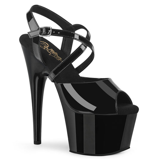 ADORE-724 Pleaser Black Patent Strappy Pole Dancing 7 Inch Heels