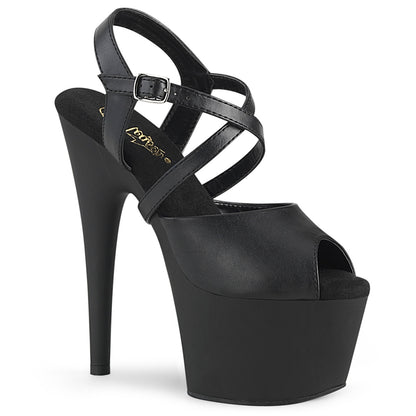 ADORE-724 Pleasers 7 Inch Black Strappy Pole Dancing Heels