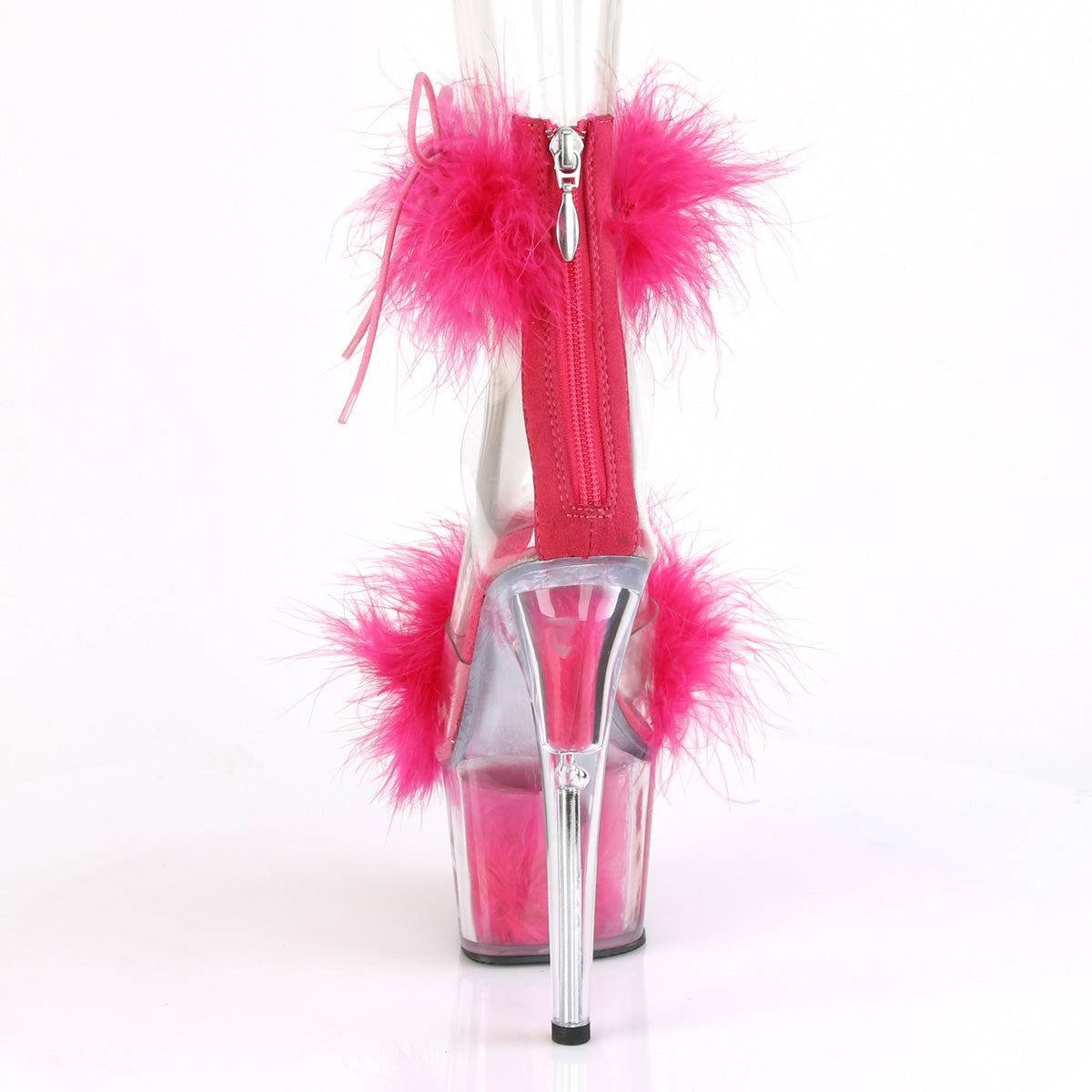 ADORE-724F 7 Inch Heel Clear and Hot Pink Pole Dancing Shoes-Pleaser- Sexy Shoes Fetish Footwear