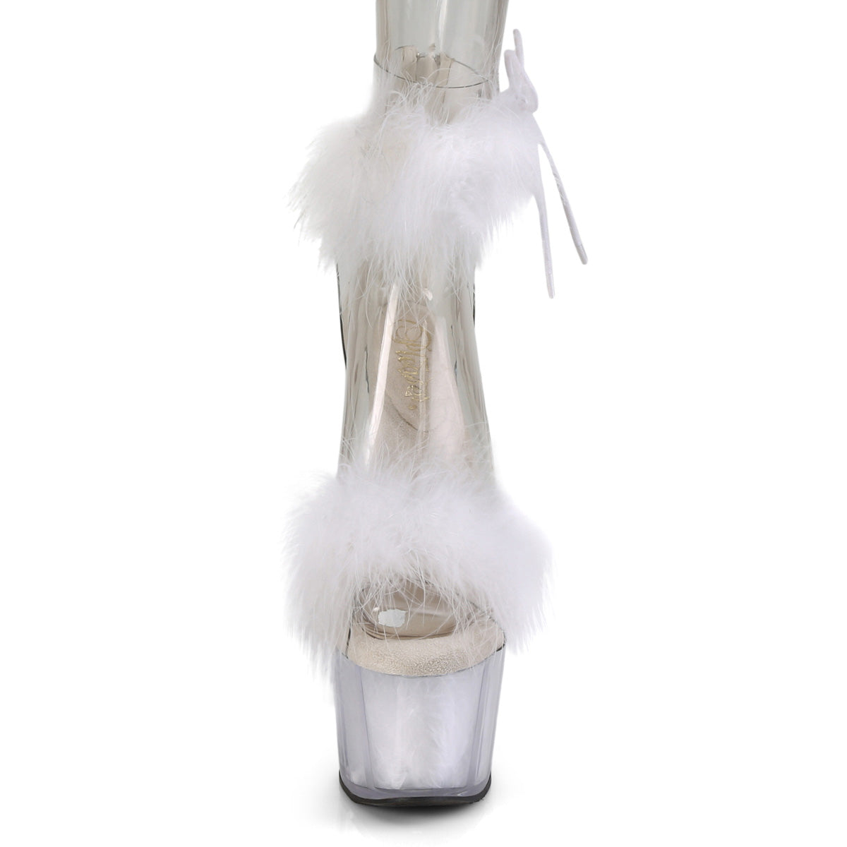 ADORE-724F Pleaser 7" Heel Clear White Fur Pole Dancing Shoe-Pleaser- Sexy Shoes Alternative Footwear