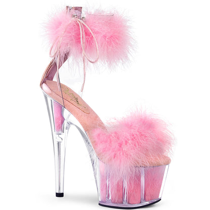 ADORE-724F Pleasers 7" Baby Pink Fur Stripper High Heels