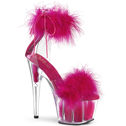 ADORE-724F Pleaser 7 Inch Hot Pink Fur Stripper Ankle Cuff Heels