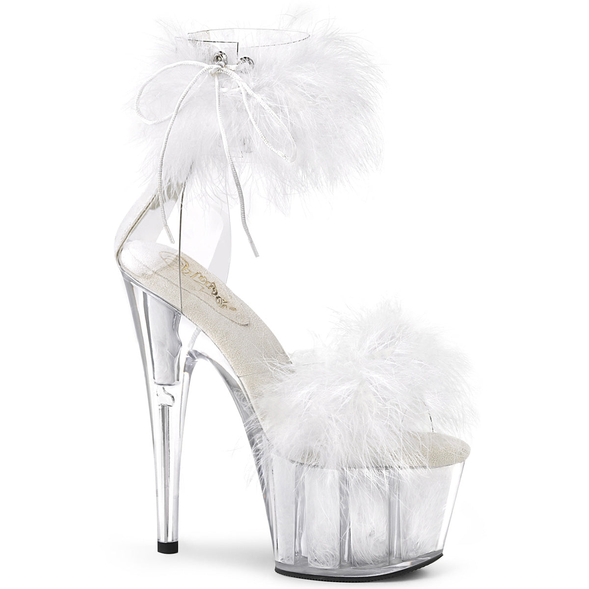 White 7 Inch Pole Heels Platform Shoes -  Pleaser ADORE-724F