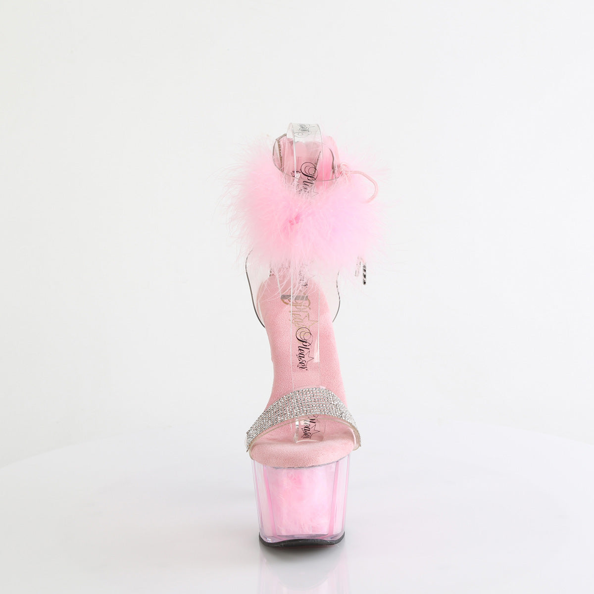 ADORE-727F Pleaser Baby Pink Marabou Fur Pole Dancing Heels