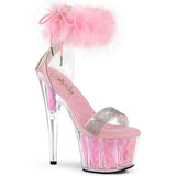 ADORE-727F Pleaser Baby Pink Marabou Fur Pole Dancing Heels