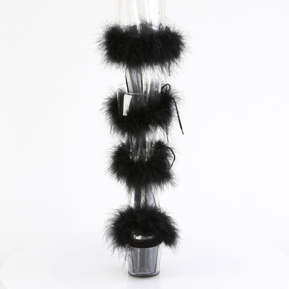 ADORE-728F Pleaser Black Fur Wrap Around Exotic Dancewear Heels