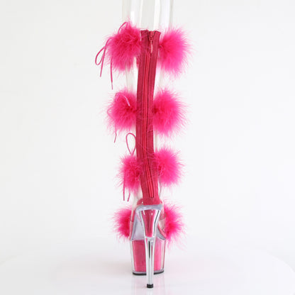 ADORE-728F Pleaser Hot Pink Wrap Round Fur Pole Dancing Heels
