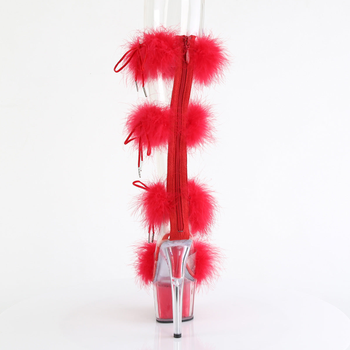 ADORE-728F Pleaser Red Fur Pole Dancing High Heel Shoes