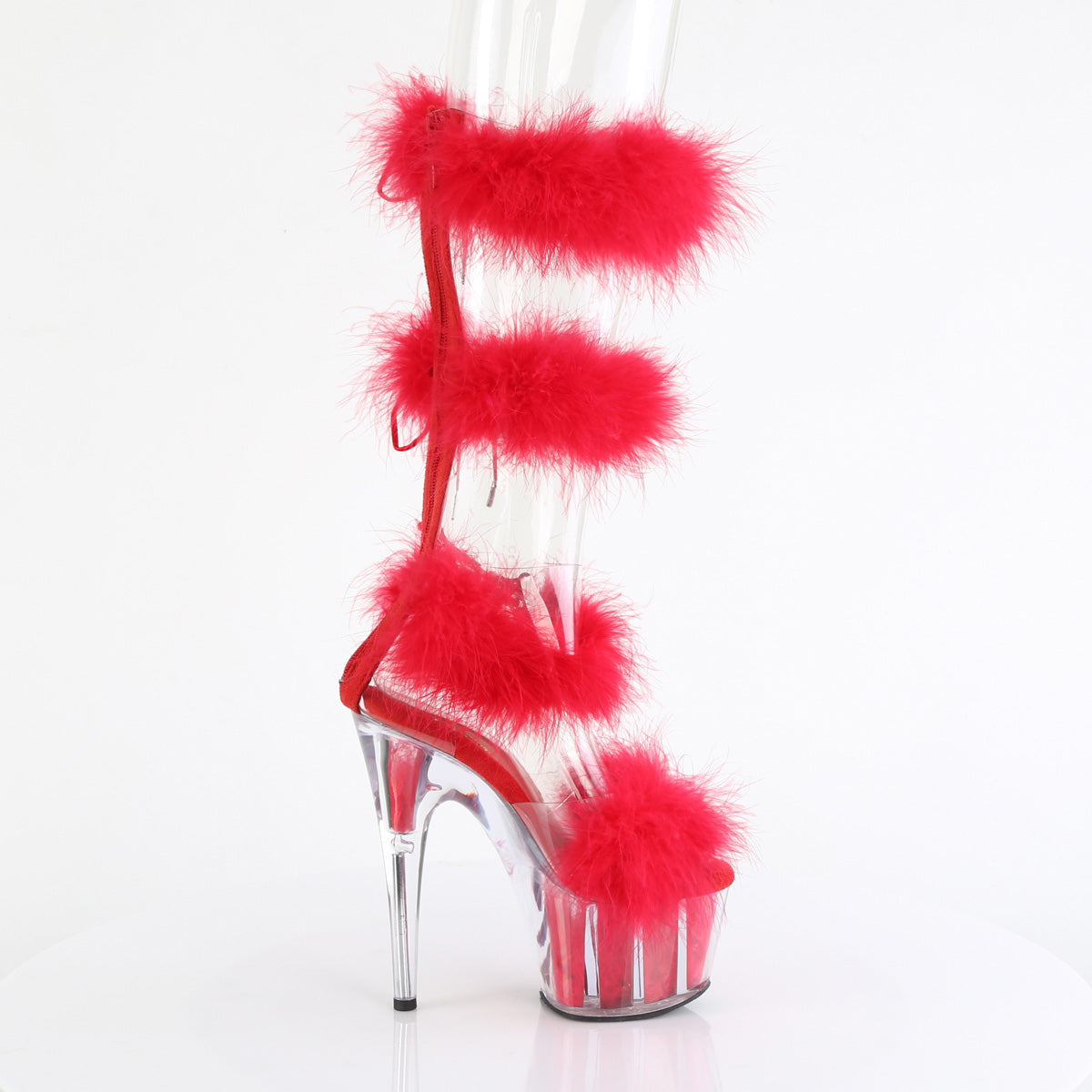 ADORE-728F Pleaser Red Fur Pole Dancing High Heel Shoes