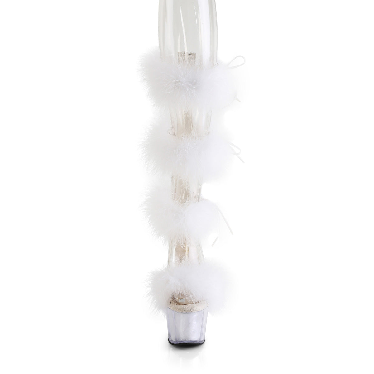 ADORE-728F Pleaser Wrap Around White Fur Exotic Dancing Heels