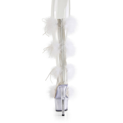 ADORE-728F Pleaser Wrap Around White Fur Exotic Dancing Heels