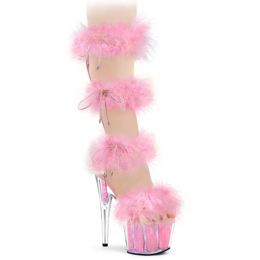 ADORE-728F Pleaser Bay Pink Fur Wrap Around Exotic Dancewear Heels
