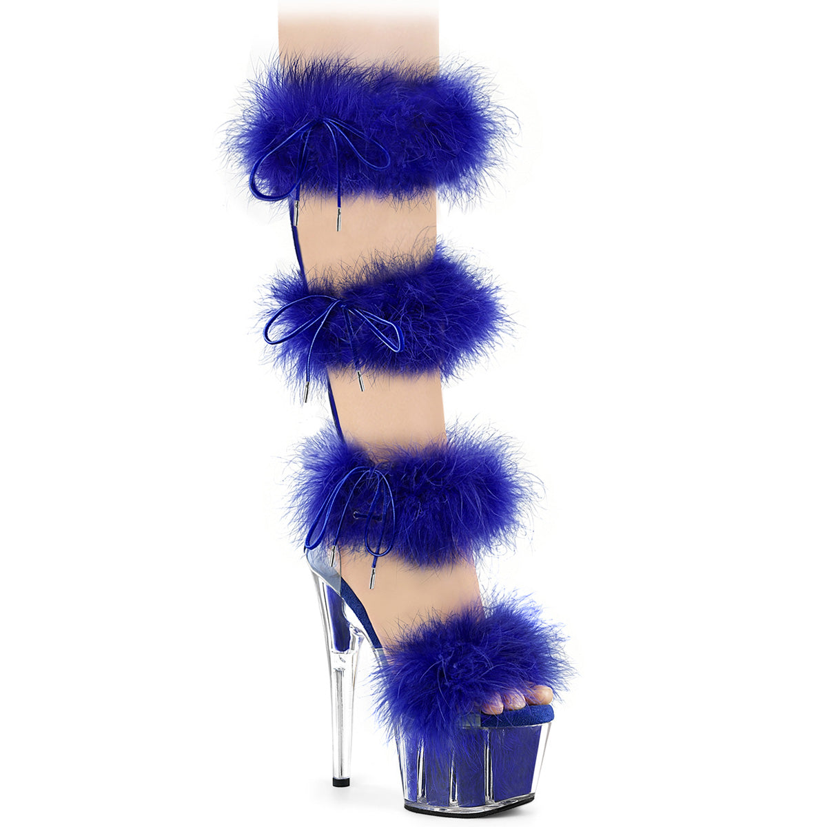 ADORE-728F Pleaser Royal Blue Fur Pole Dancing High Heels