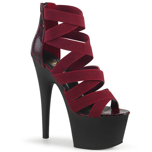 ADORE-748SP 7" Heel Wine Snake Print Strippers Sandals-Pleaser- Sexy Shoes