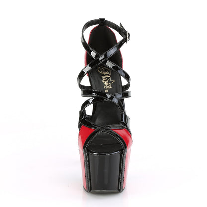 ADORE-764 Pleaser 7" Heel Black and Red Strippers Sandals-Pleaser- Sexy Shoes Alternative Footwear