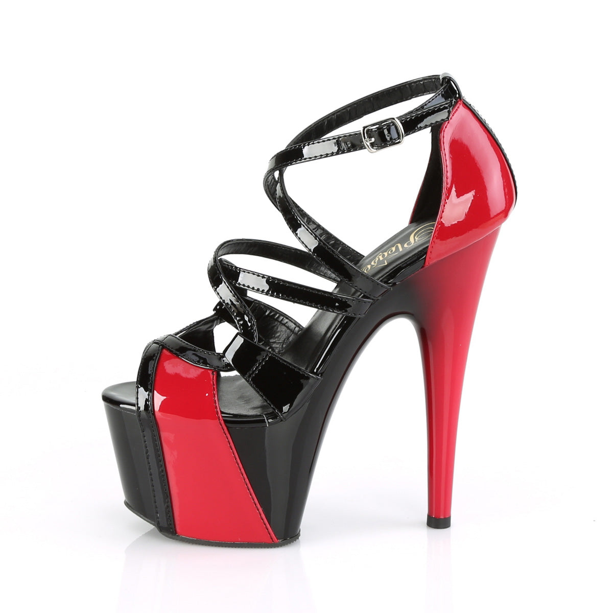 ADORE-764 Pleaser 7" Heel Black and Red Strippers Sandals-Pleaser- Sexy Shoes Pole Dance Heels