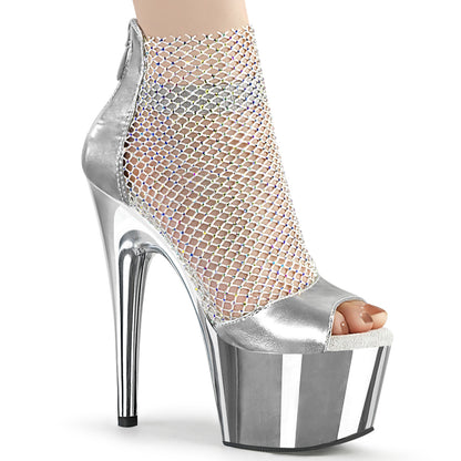 ADORE-765RM Pleasers Silver Chrome Platform Exotic Dancing Heels