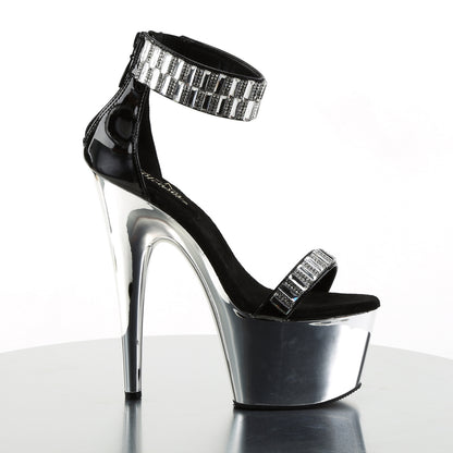 ADORE-769RS Sexy 7" Heel Black Silver Pole Dancer Shoes-Pleaser- Sexy Shoes Fetish Heels