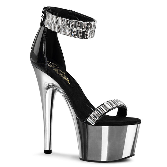 ADORE-769RS Sexy 7" Heel Black Silver Pole Dancer Shoes-Pleaser- Sexy Shoes