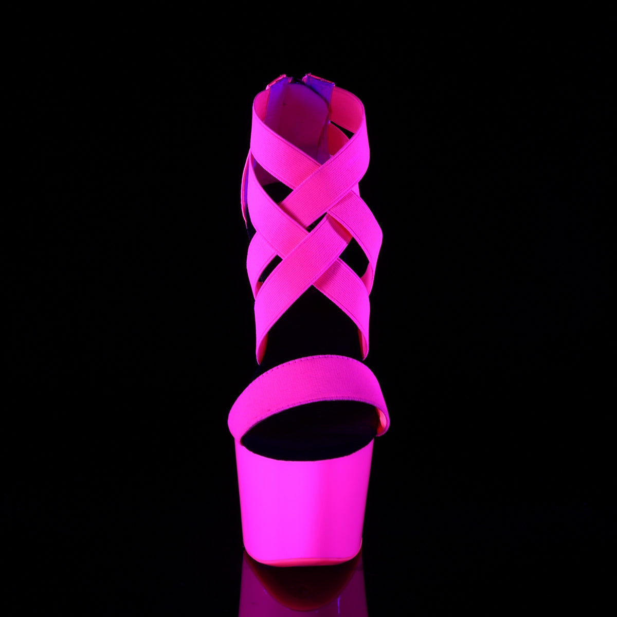 adore 769uv pleaser platforms exotic dancing sexy neon hot pink elastic band patent neon hot pink fetish footwear