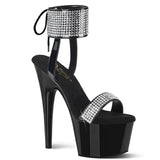 ADORE-770 Pleaser Black Pat Platforms Exotic Dancing Bling Ankle Cuff Heels