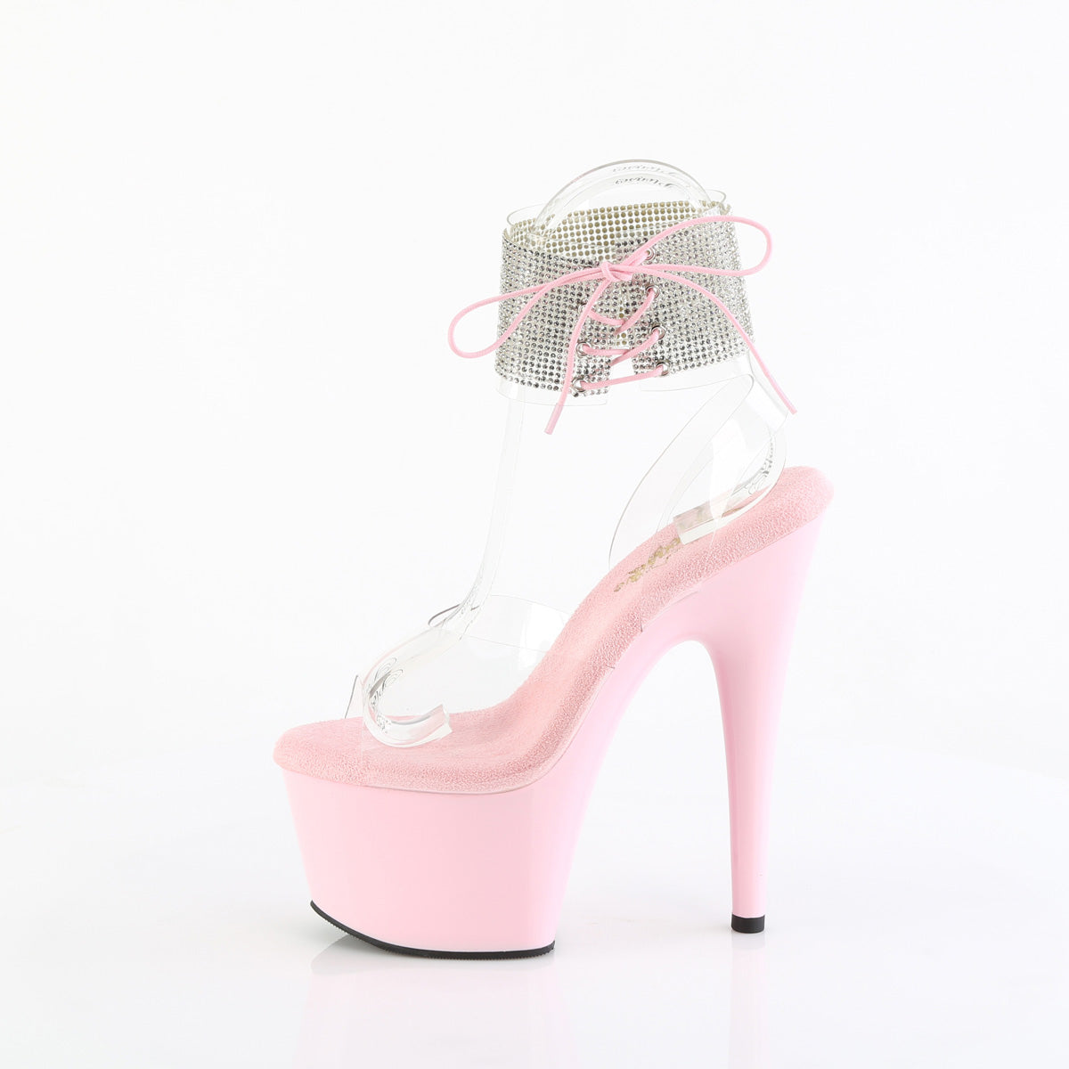 ADORE-791-2RS Pleaser Baby Pink Platform Pole Dancing Bling Ankle Cuff Heels