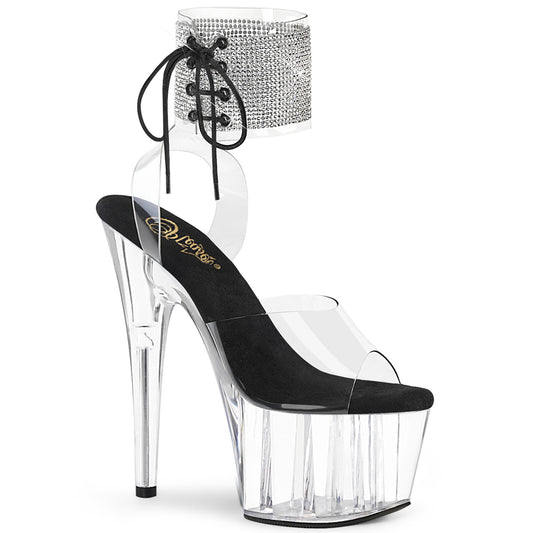 ADORE-791-2RS Pleaser Bling Ankle Cuff Pole Dancing Clear Platform Heels