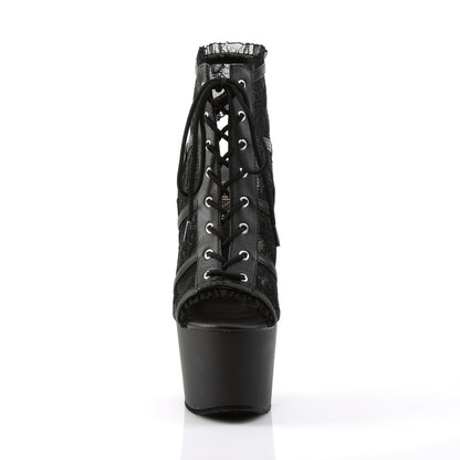 ADORE-796LC Pleaser 7 Inch Heel Black Mesh Pole Dancing Shoe-Pleaser- Sexy Shoes Alternative Footwear