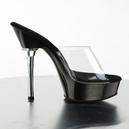 ALLURE-601 5.5" Heel Clear and Black Pole Dancing Shoes-Pleaser- Sexy Shoes Fetish Heels