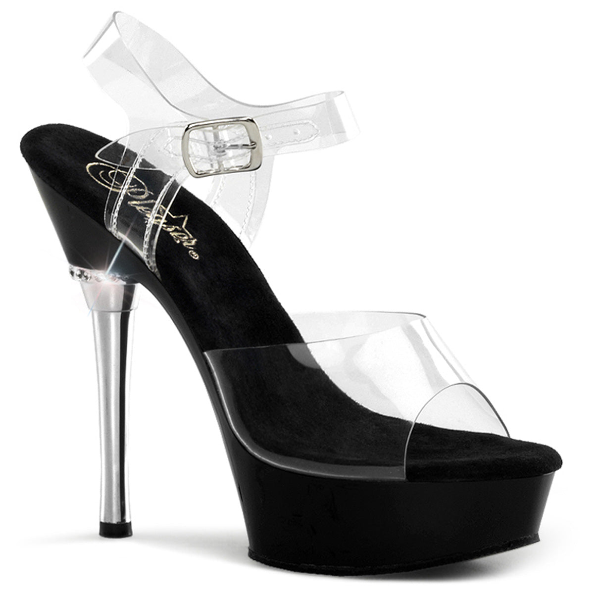 Allure-608 5.5 "Heel Clear and Black Pole Dancing Shoes