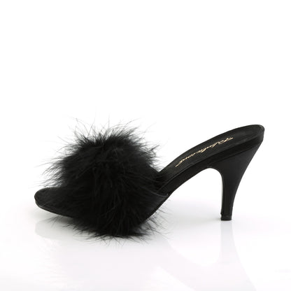 AMOUR-03 Fabulicious 3 Inch Heel Black Marabou Sexy Shoes-Fabulicious- Sexy Shoes Pole Dance Heels