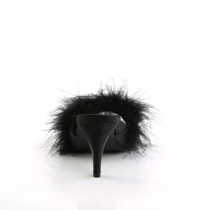 AMOUR-03 Fabulicious 3 Inch Heel Black Marabou Sexy Shoes-Fabulicious- Sexy Shoes Fetish Footwear