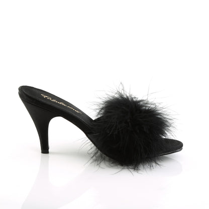 AMOUR-03 Fabulicious 3 Inch Heel Black Marabou Sexy Shoes-Fabulicious- Sexy Shoes Fetish Heels