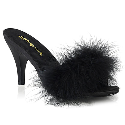 AMOUR-03 Fabulicious 3 Inch Heel Black Marabou Sexy Shoes