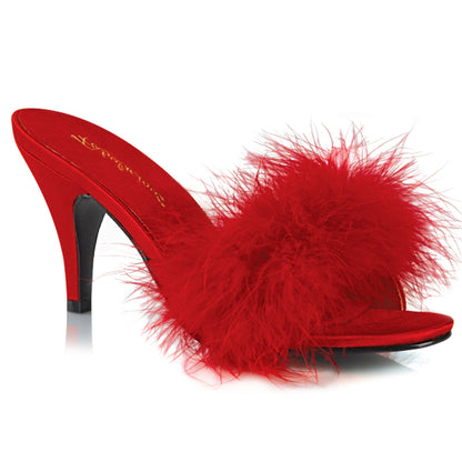 AMOUR-03 Fabulicious 3 Inch Heel Red Marabou Fur Sexy Shoes