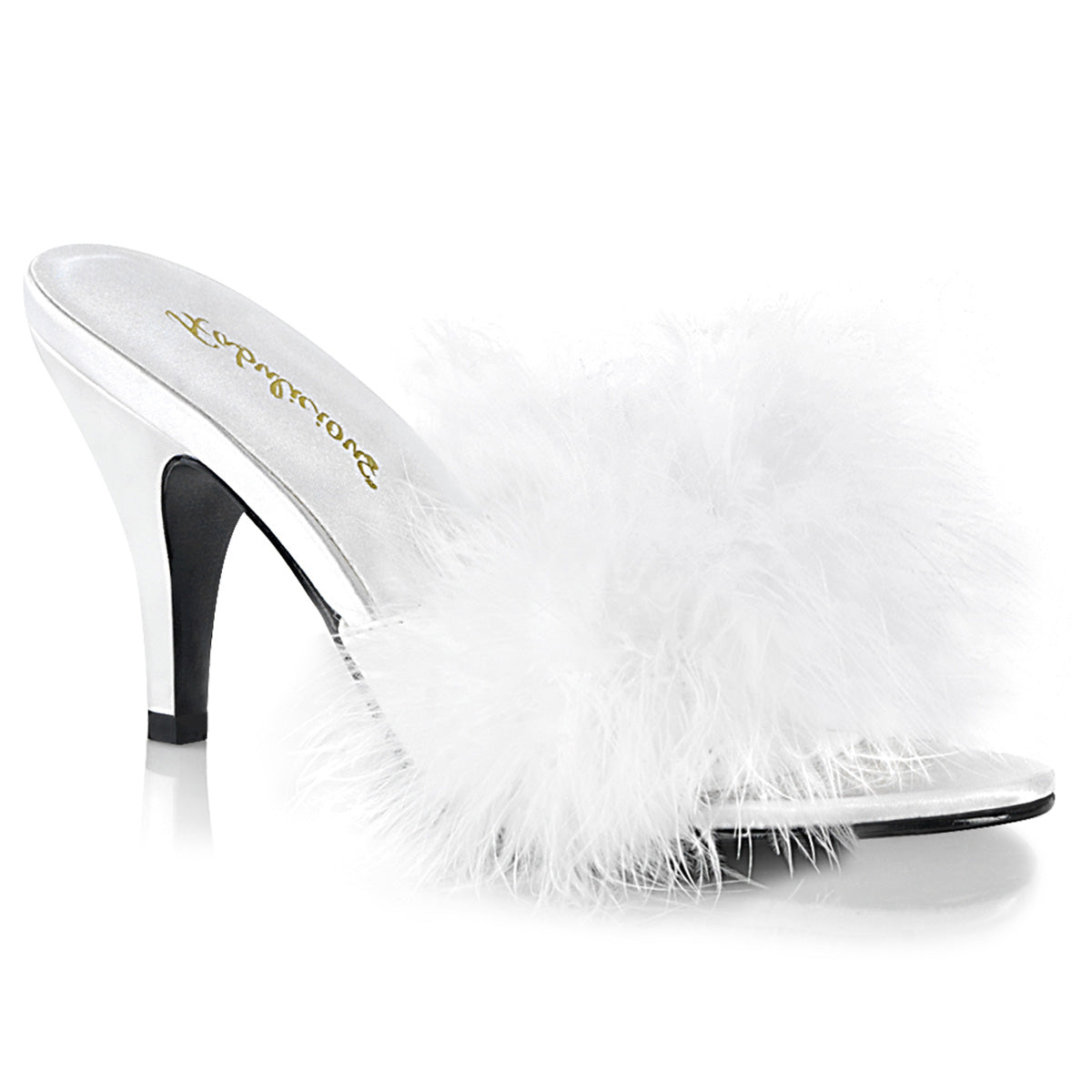 Amour-03 Fabulicious 3 inch Heel White Faux Fur Pantofi sexy