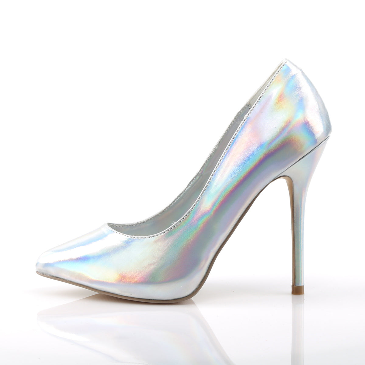 AMUSE-20 Pleaser Sexy 5" Heel Silver Hologram Fetish Shoes-Pleaser- Sexy Shoes Pole Dance Heels