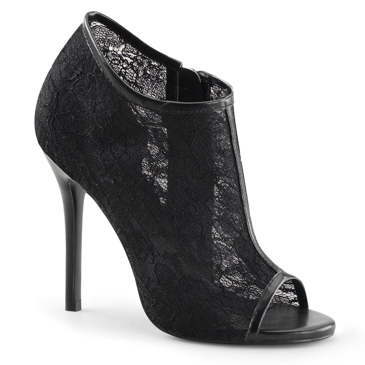 AMUSE-56 Fabulicious 5 Inch Heel Black Lace-Mesh Sexy Shoes-Fabulicious- Sexy Shoes