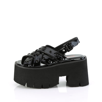 ASHES-12 Demoniacult Alternative Footwear Patent Women's Chunky Platform Sandals