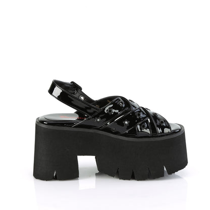 ASHES-12 Demoniacult Alternative Footwear Patent Women's Chunky Platform Sandals