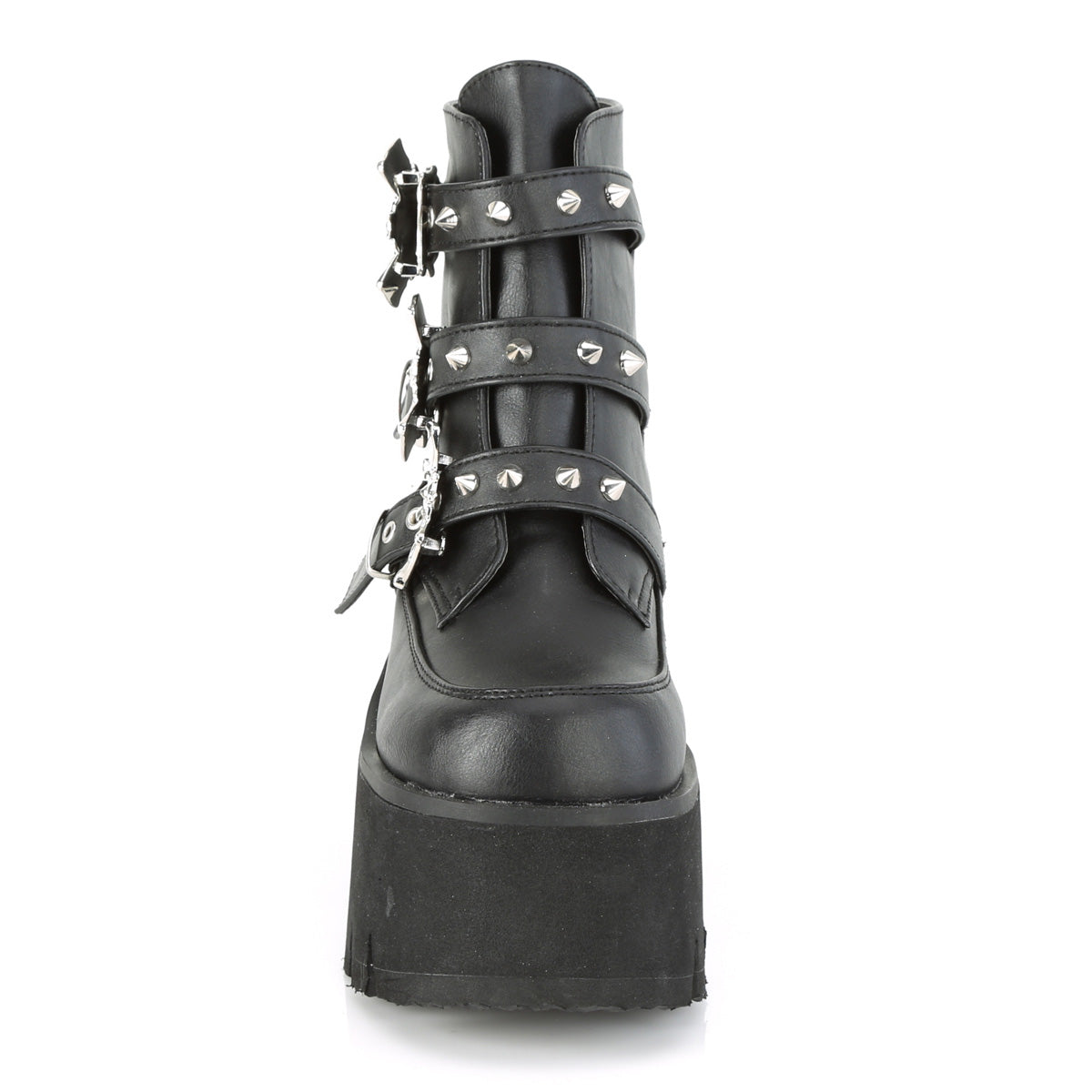 ASHES-55 Demoniacult Alternative Footwear Bat Detail Chunky Platform Ankle Boots