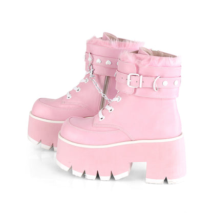 ASHES-57 Demoniacult Alternative Footwear Pink Chunky Platform Ankle Boots