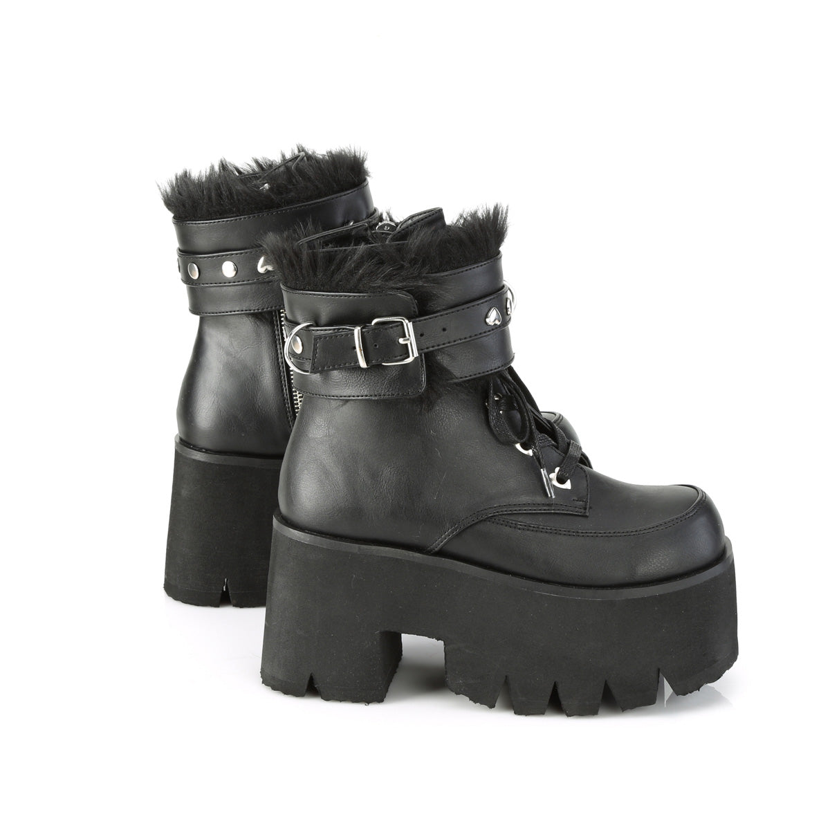ASHES-57 Demoniacult Alternative Footwear Black Women's Chunky Platform Ankle Boots