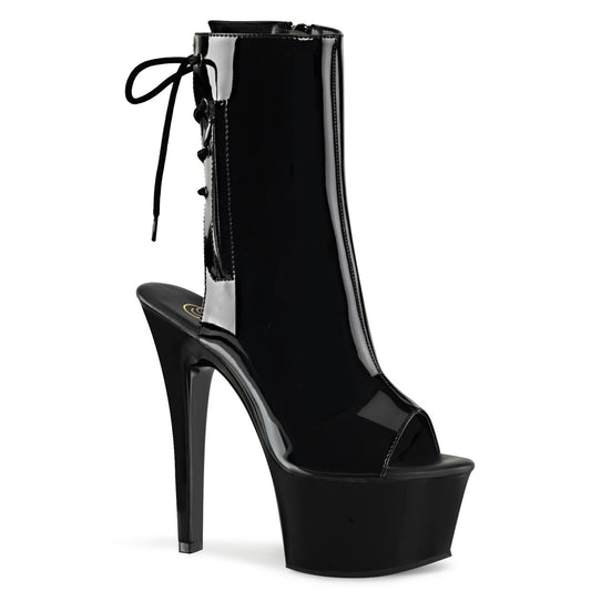 ASPIRE-1018 Pleasers 6" Heel Black Patent Fetish Ankle Boots-Pleaser- Sexy Shoes